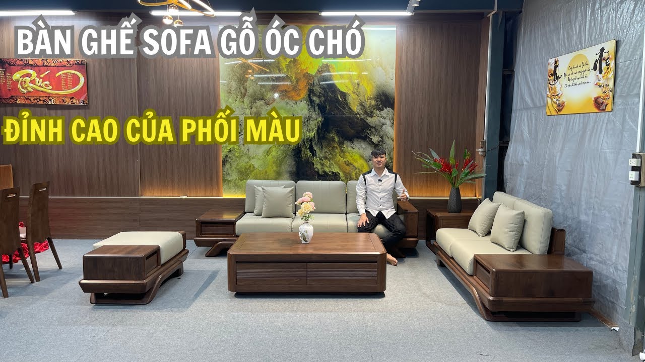 BÀN GHẾ SOFA GỖ ÓC CHÓ: NỘI THẤT GỖ ÓC CHÓ | SOFA GỖ ÓC CHÓ LU SỤN ĐẸP KẾT HỢP DA NHÂN TẠO Ý