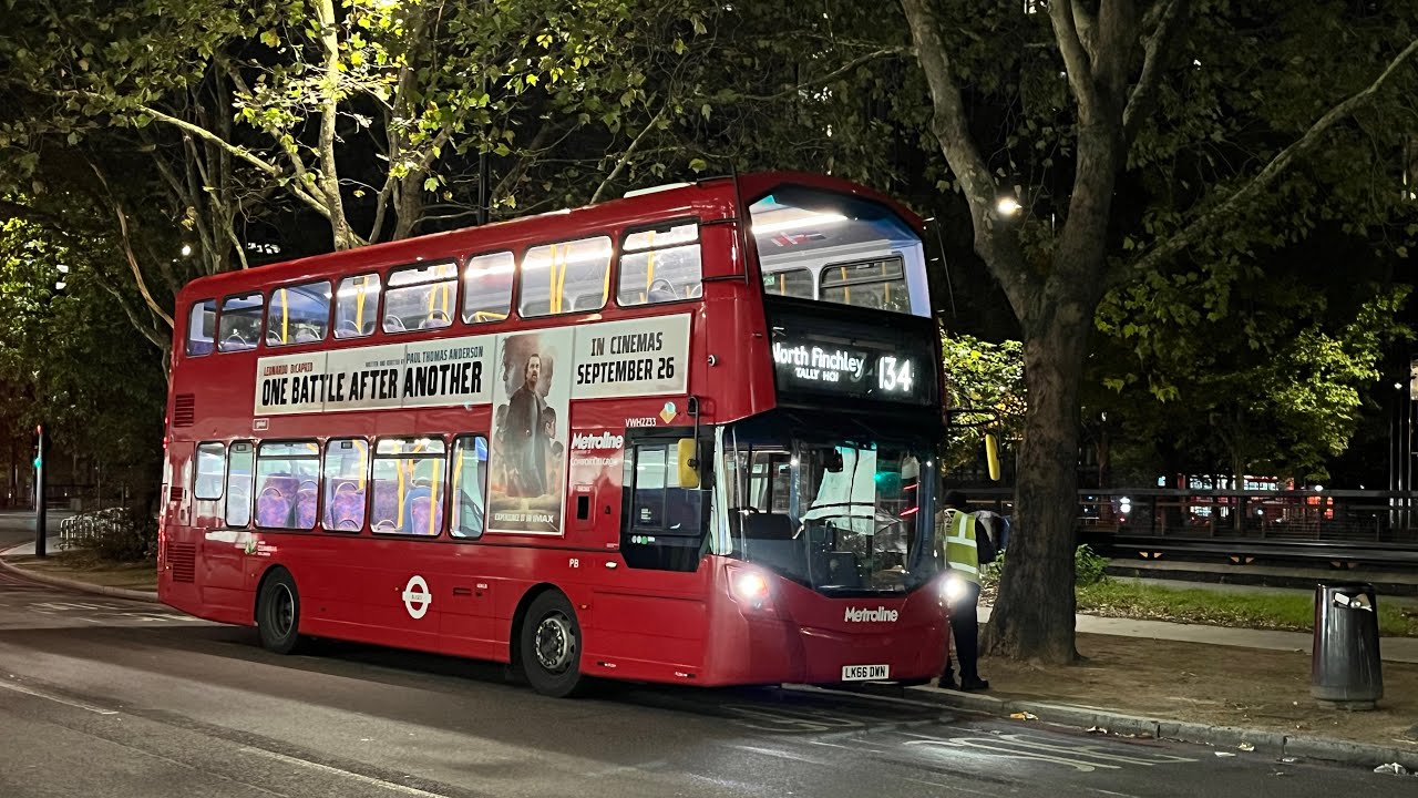 FULL JOURNEY: London Bus Route 134: Warren Street - North Finchley (LK66DWN VWH2233)