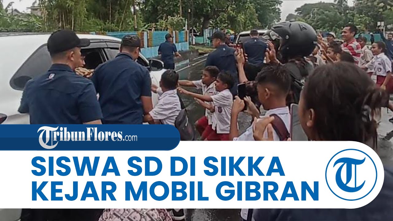 Ratusan Siswa SD di Sikka Kejar Mobil Wapres Gibran di Jalan Ahmad Yani Maumere