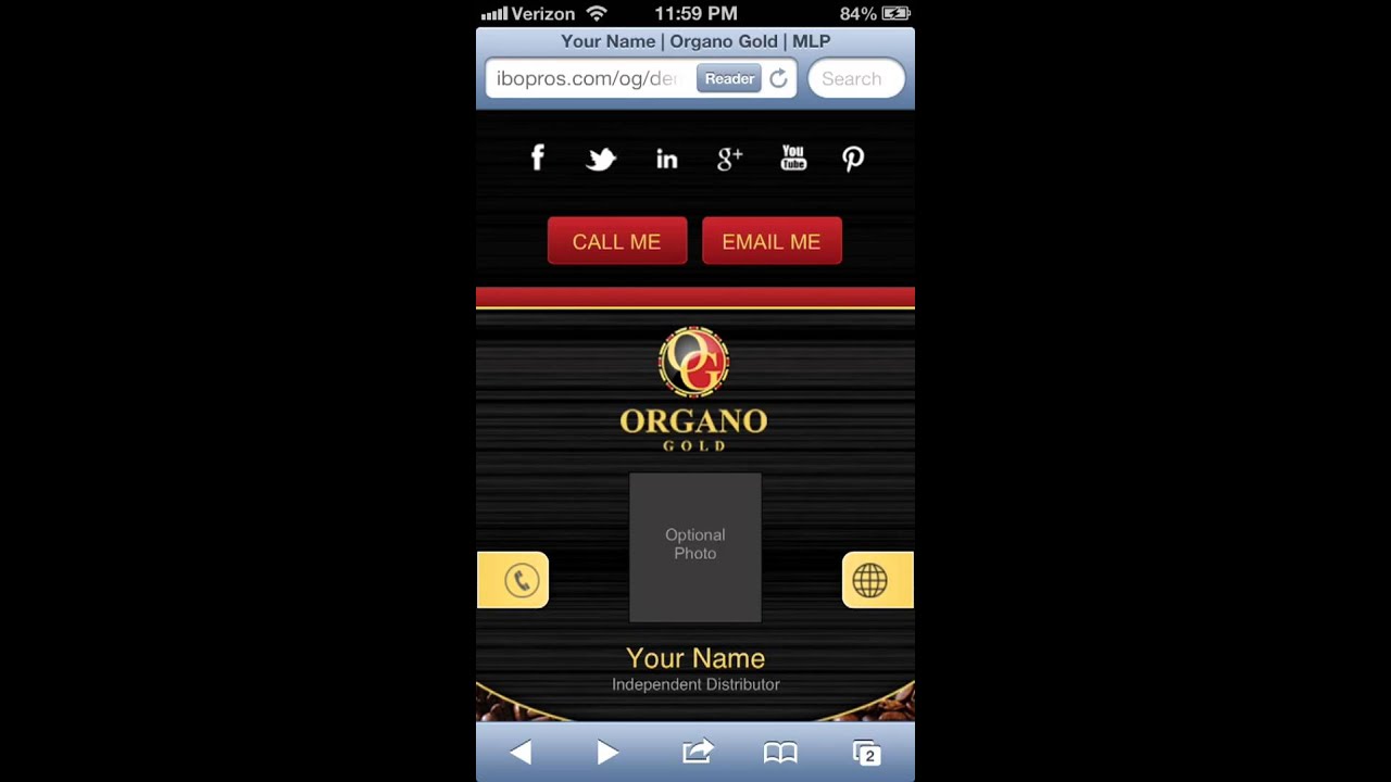 Mobile Website for Organo Gold Demo