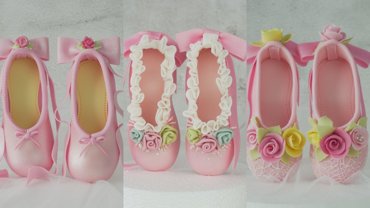 3 Beautiful Fondant Ballet Shoes Cake Toppers Tutorial 발레 케이크 토퍼 만들기/발레 토슈즈 만들기
