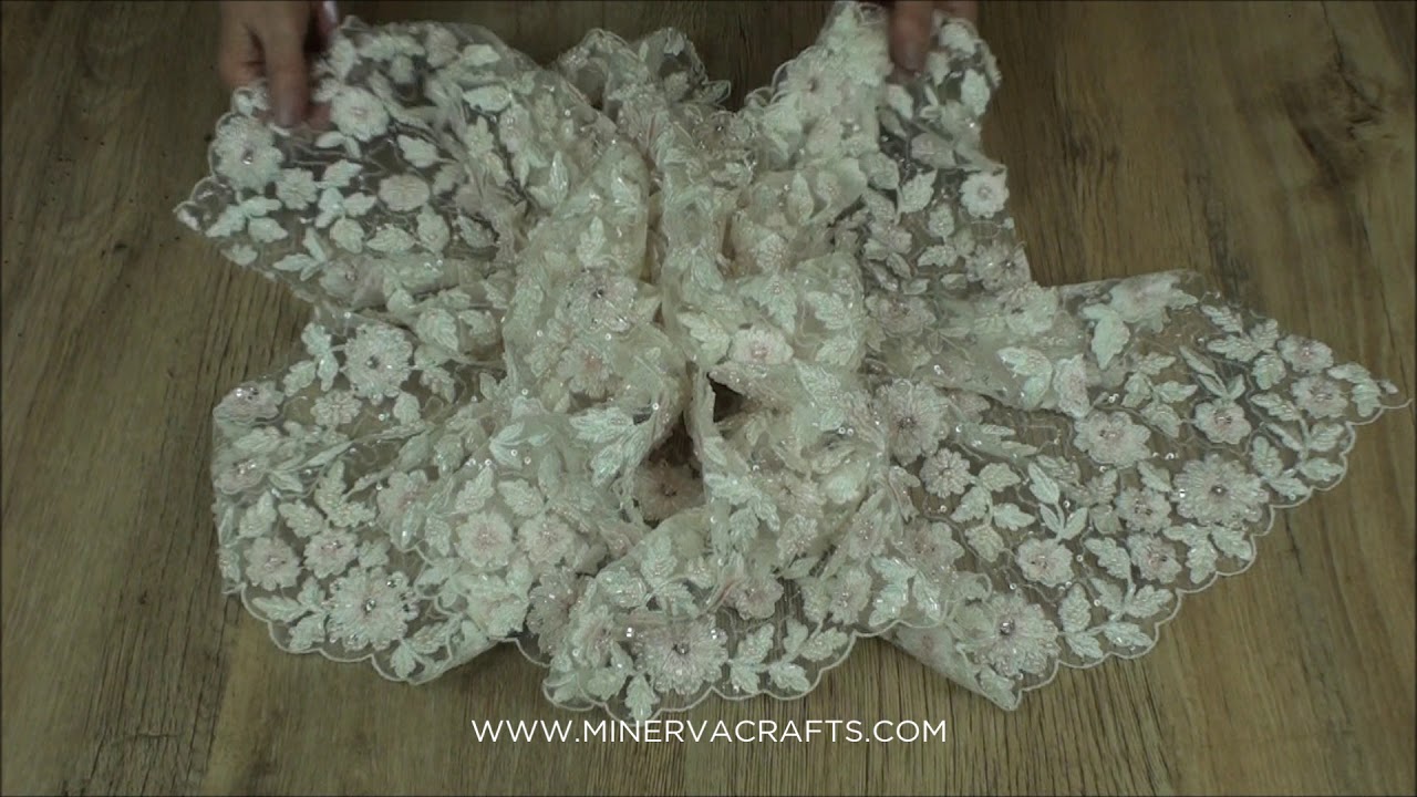 Flower Beaded Couture Bridal Lace Fabric