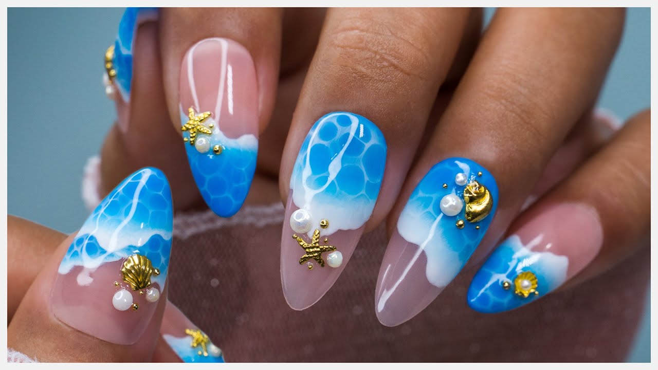 🌊Blue Beach Nail Art Tutorial | Summer Nail Art Ideas