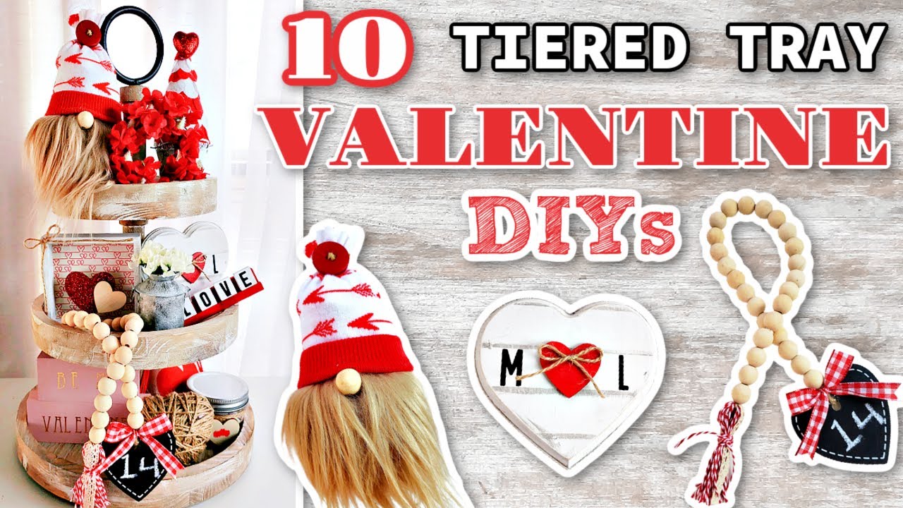 10 VALENTINE TIERED TRAY DIYS 2021 | Dollar Tree DIY | HIGH-END Farmhouse Tiered Tray Decor
