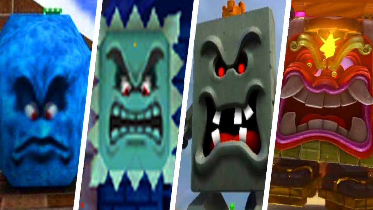 Evolution of Thwomp & Whomp in Super Mario Games (1988 - 2017)