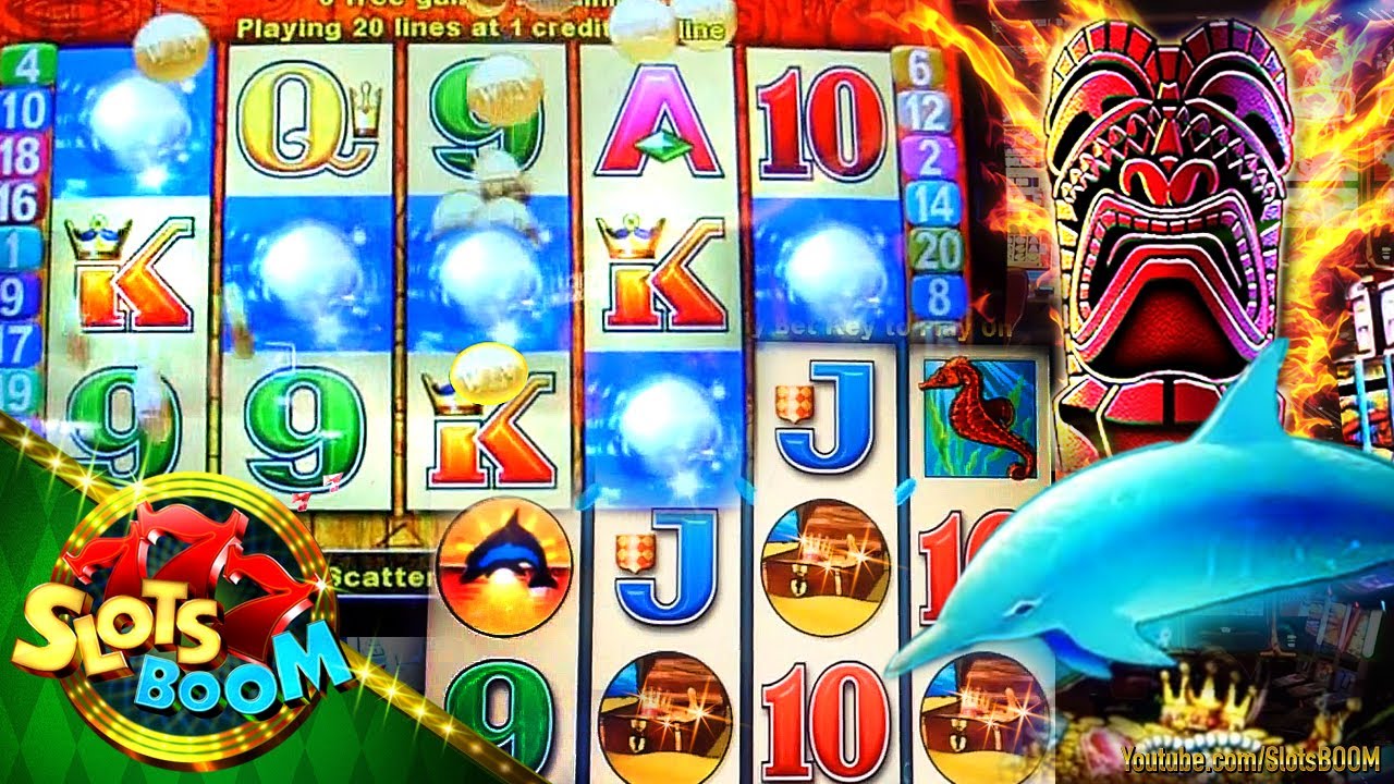Dolphin Treasure & Tiki Torch Bonuses & Play!!!  5c  Aristocrat Video Slot