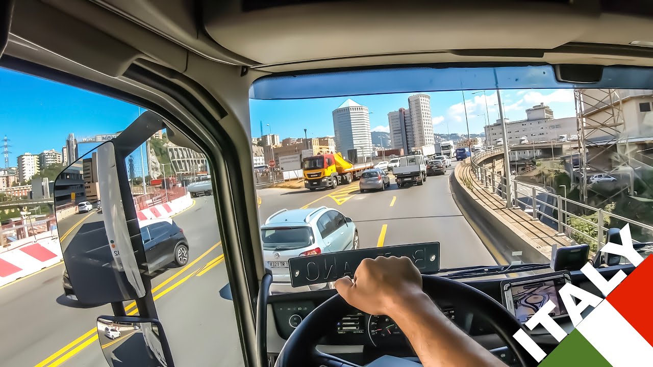 POV truck Driving Volvo fh13 500-Italy 🇮🇹  Genova cockpit view 4K