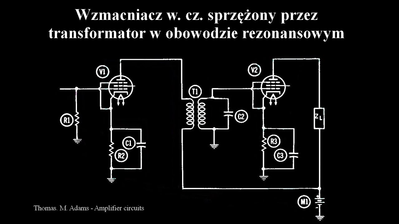Obwody wzmacniaczy lampowych - napięciowy wzmacniacz w. cz. sprzężony przez impedancję. (nr271)