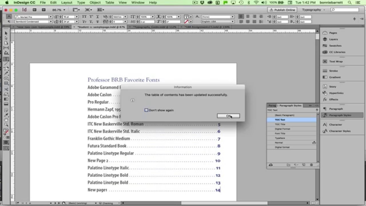 07 Troubleshooting a Table of Contents, InDesign