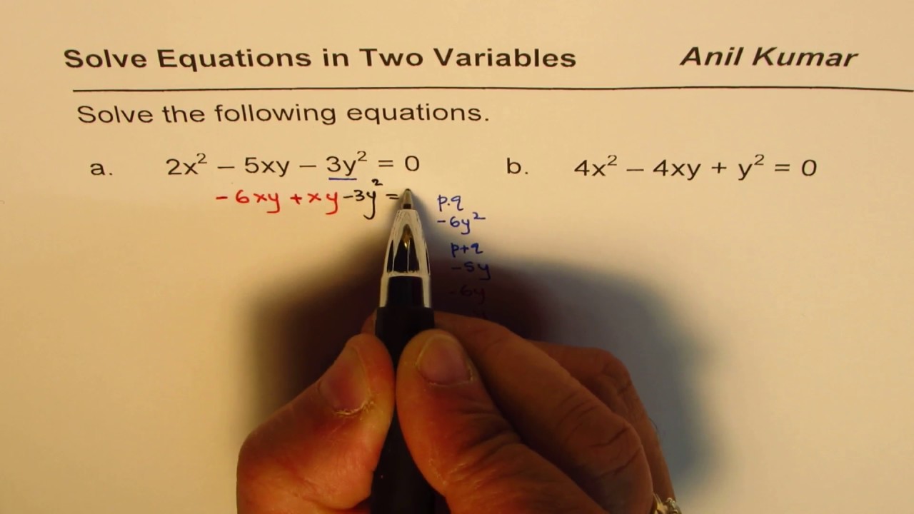 How to solve quadratic equation in two variables Challenge
