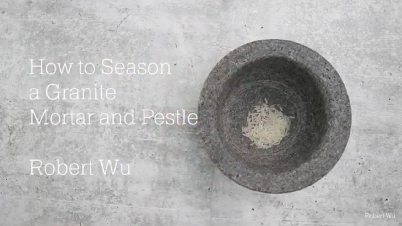 How to Properly Season, Condition, and Clean a Granite Mortar and Pestle  ||  Robert Wu ASMR