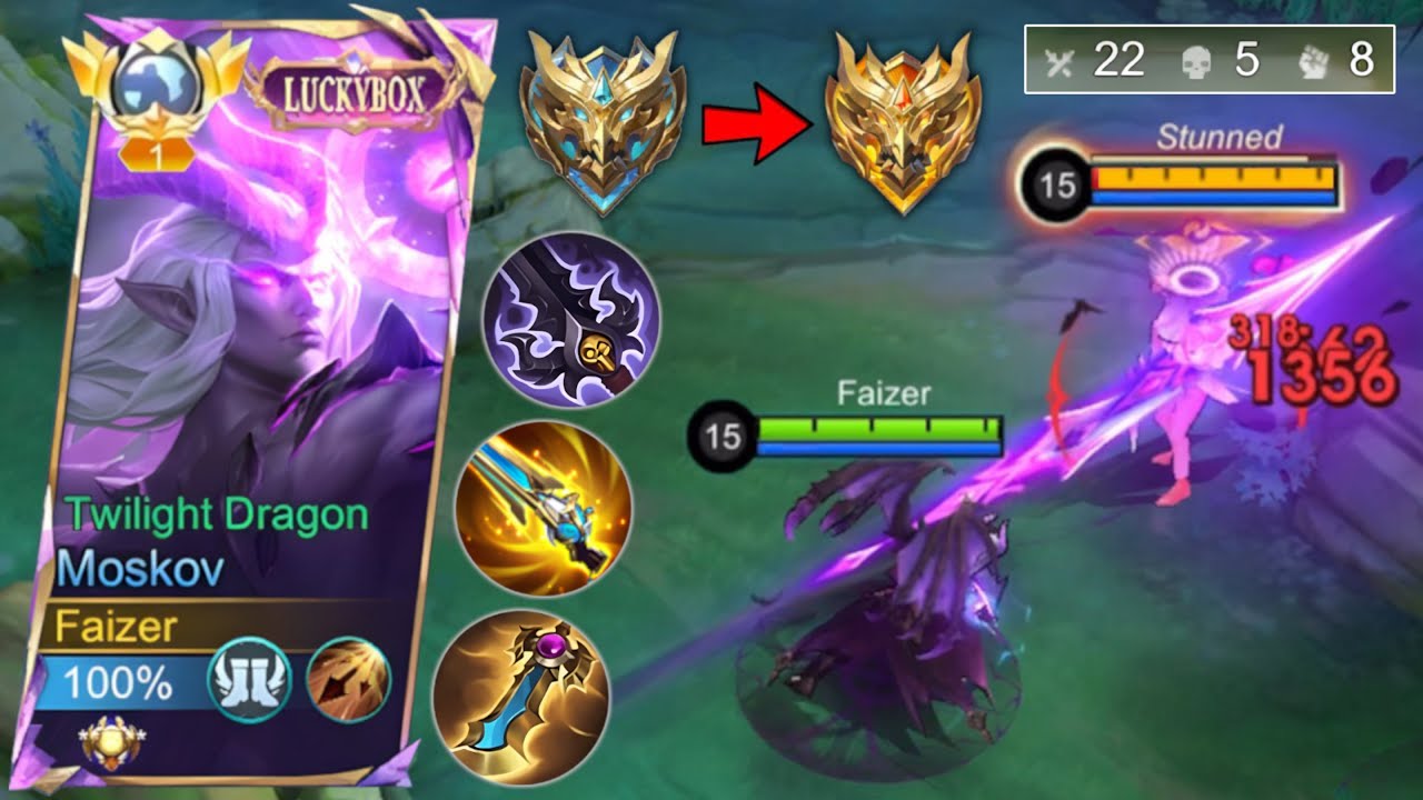 22 KILLS! MOSKOV SOLO RANK MATCH NEW BROKEN DAMAGE BUILD! (100% RECOMMENDED) - MLBB