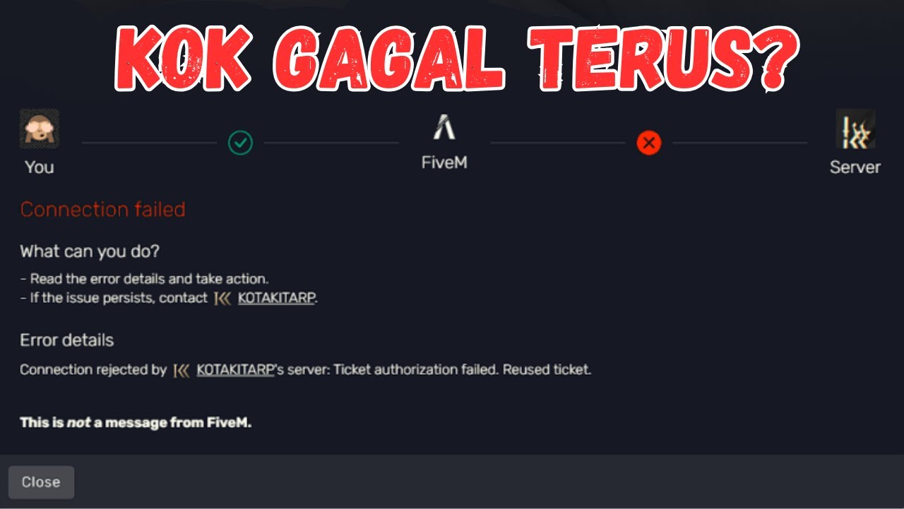 Solusi gagal masuk server GTA Roleplay (FiveM)