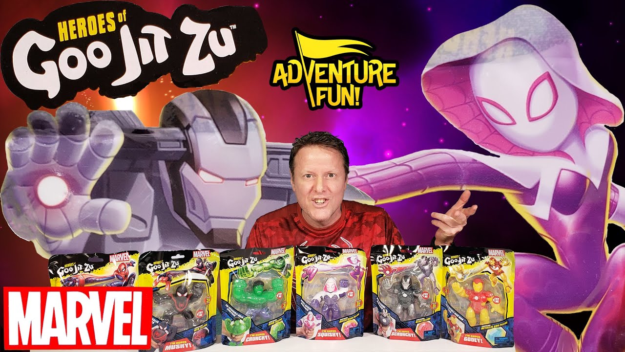 6 Marvel Heroes of Goo Jit Zu With Ghost Spider, War Machine & Spider-Man Adventure Fun Toy review!