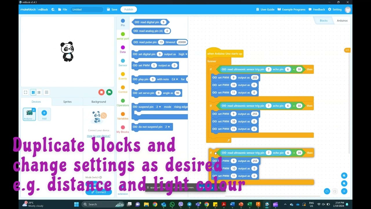 mBlock coding for Sensor and RGB LED