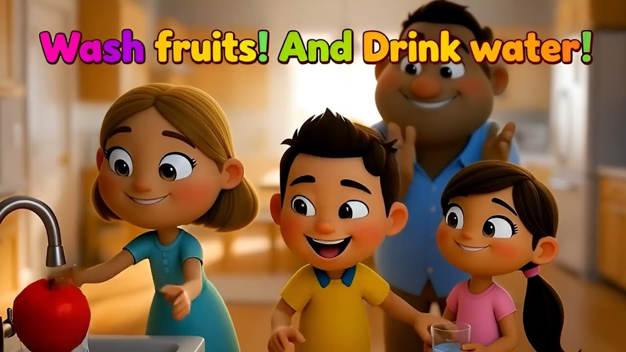 Wash Fruits - Drink Water daily | Healthy Habits for Kids | Short Learning Story #kidsstory