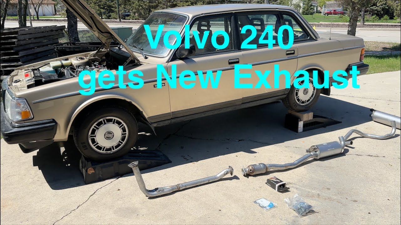 Volvo 240 DL gets new OEM Volvo exhaust system. Front to back.