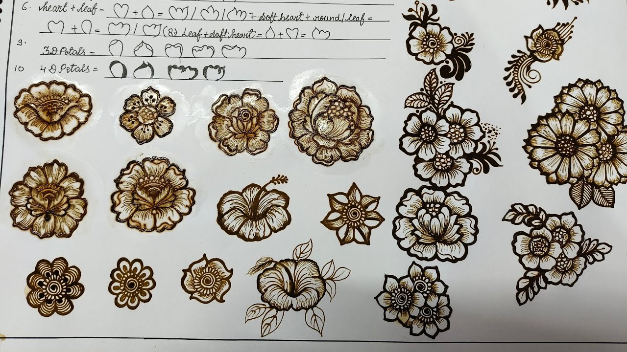 Defferent types of shading flowers bnana sikhe easy steps me#mehndiclass #mehndi #henna #hennadesign