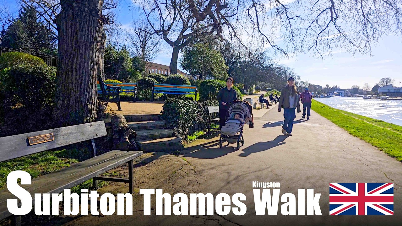 Queen’s Promenade Surbiton 🇬🇧 | Peaceful Thames Riverside Walk near Kingston | 4K