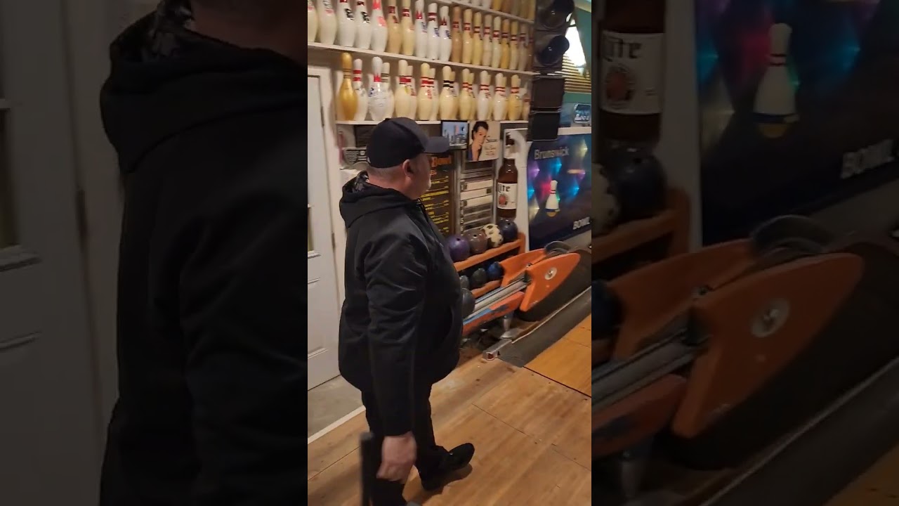 Some guy named Mike converting the 1-2-10 in the Garage Bowling Alley