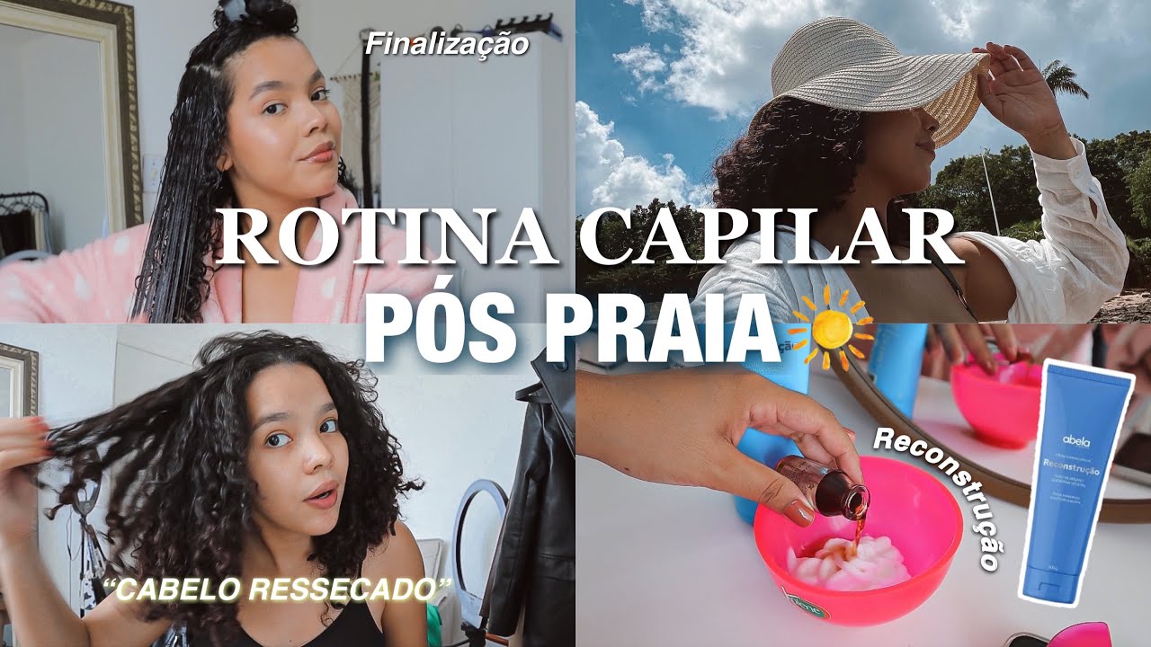 Recuperando meu cabelo pós praia 🏝️ | rotina capilar completa _ etapa: reconstrução 🚿