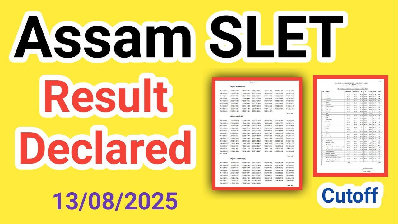Assam SLET Result 2025 and Cutoff |