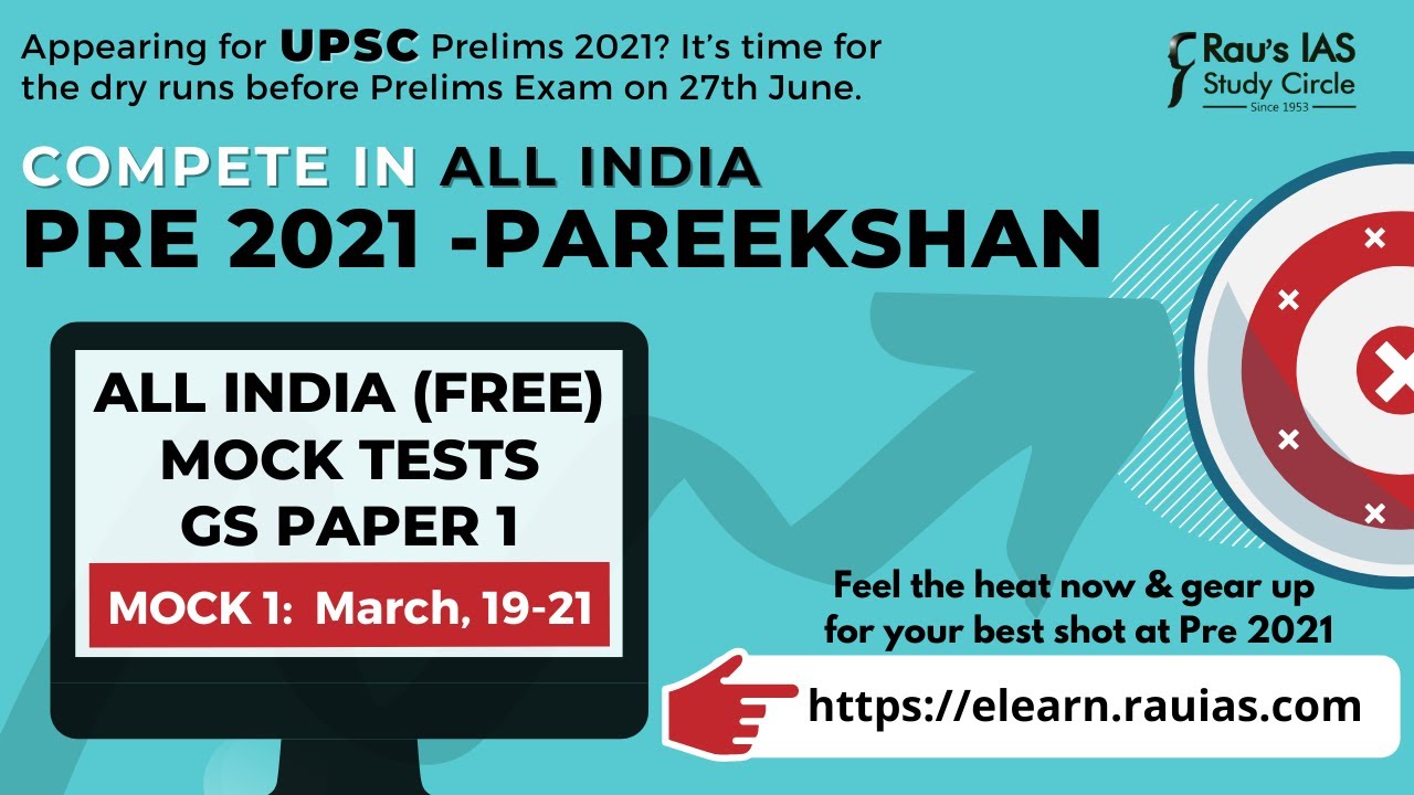 UPSC Prelims Free Mock Test 2021 | Pre-Pareekshan 2021 | Rau's IAS