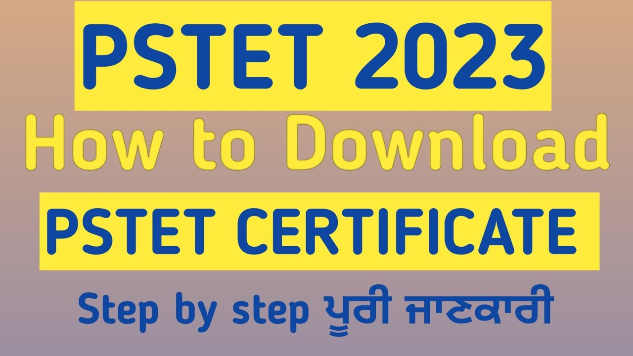 How to Download PSTET certificate online | How to download PSTET certificate | PSTET certificate