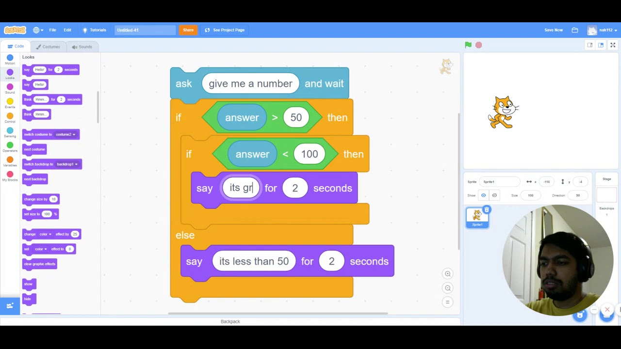 If-then and If-then-else blocks in scratch