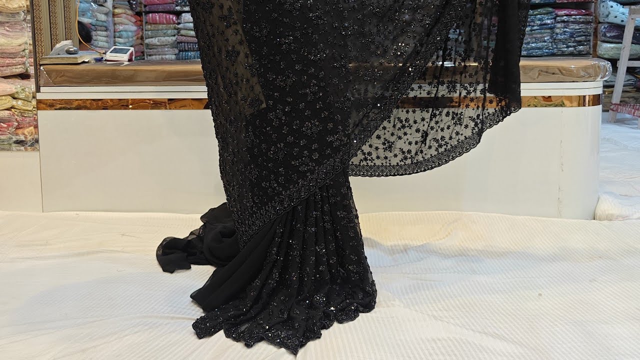 ✨ TRENDING BLACK SAREE | SHOWSTOPPER | Full Beads & Resham Work| Heavy Blouse Design 2025 ✨#saree