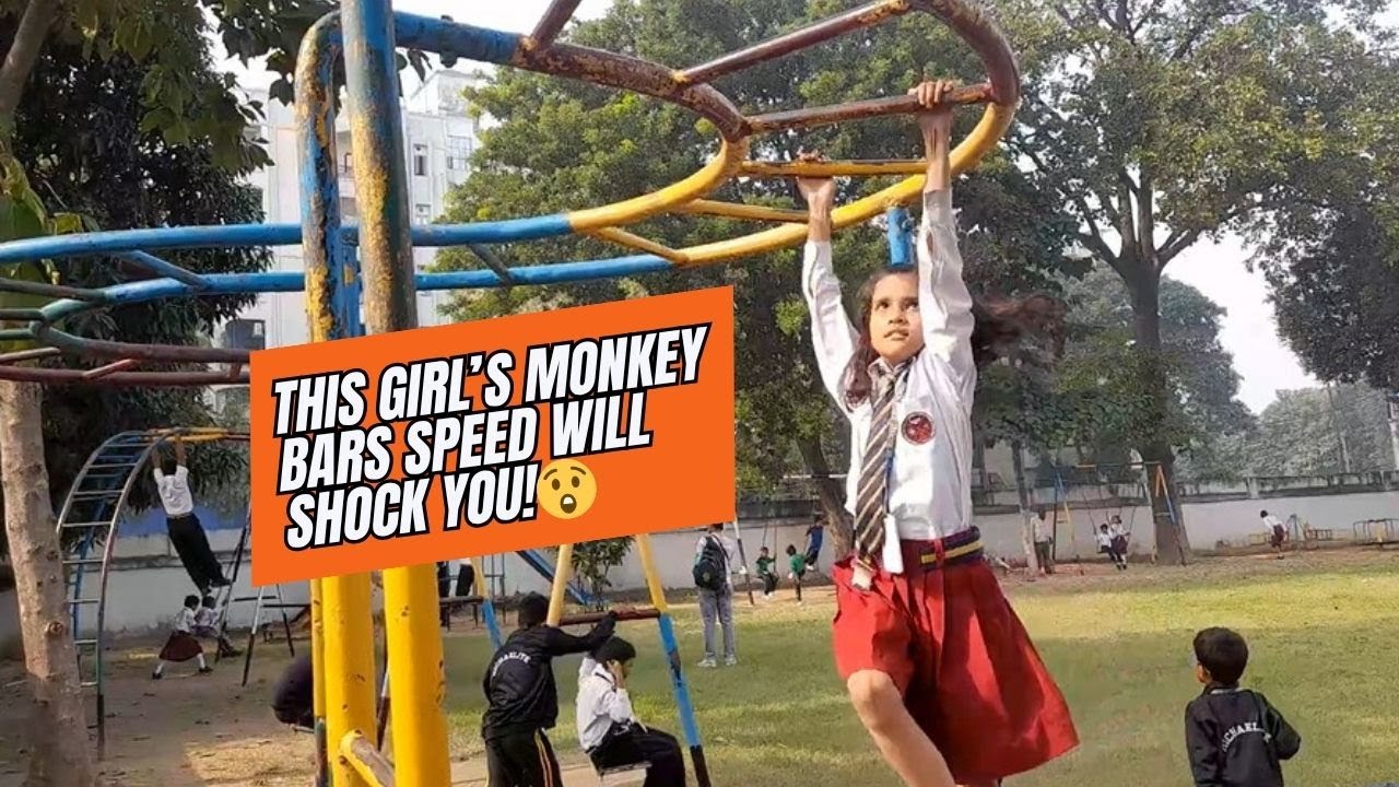 𝐌𝐨𝐧𝐤𝐞𝐲 𝐁𝐚𝐫𝐬 𝐂𝐡𝐚𝐥𝐥𝐞𝐧𝐠𝐞 𝐆𝐢𝐫𝐥 𝐢𝐧 𝐈𝐧𝐝𝐢𝐚!🐒Watch This Kid Swing Like Pros at School Playground @PearlsTV