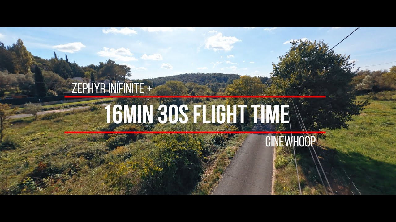 New best flight time of  16min 30s of the Zephyr Infinite +, the cinewhoop racer