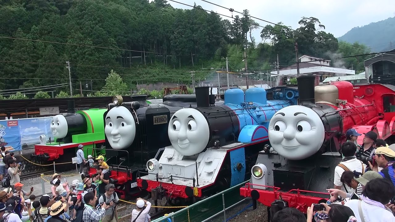 きかんしゃトーマス号 ジェームス号 ヒロ パーシー の並び  大井川鐵道【Japanese real  Thomas and friends ,James&Thomas&Hiro&Percy】