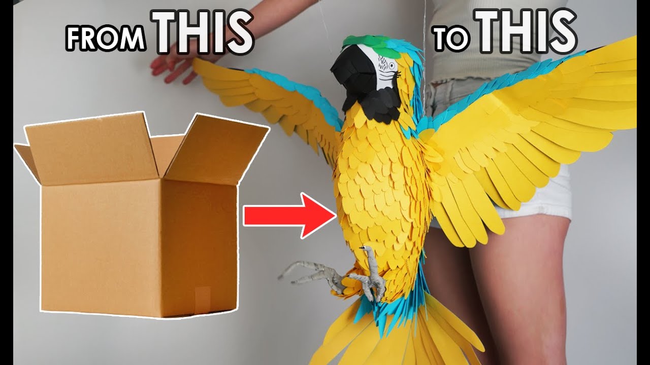 How I Turned a Cardboard Box into a Life-size Parrot