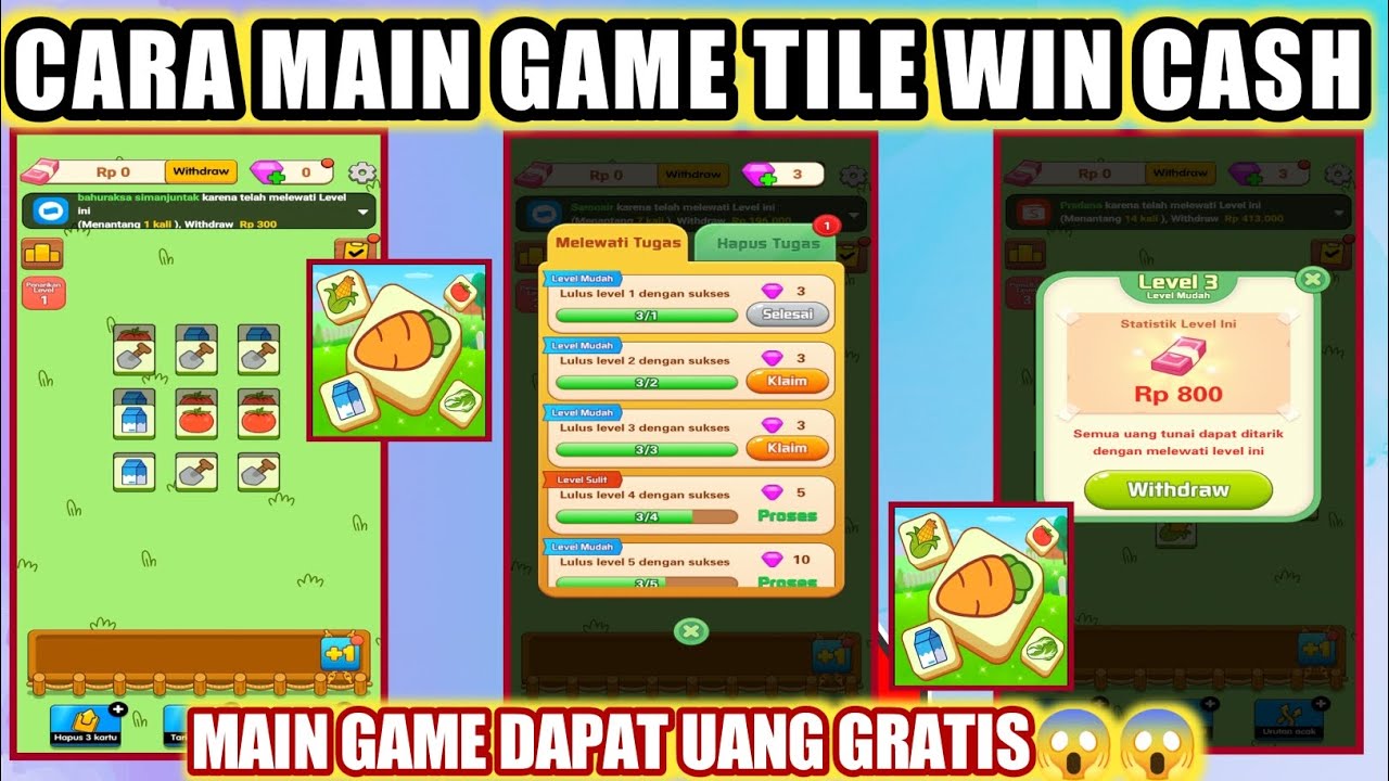 Cara Main Game Tile Win Cash || Cara Menggunakan Aplikasi Tile Win Cash