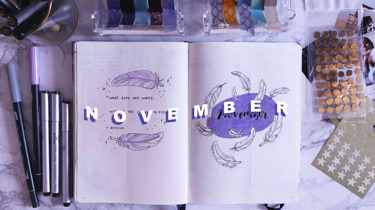 November Bullet Journal Plan With Me // feathers themed