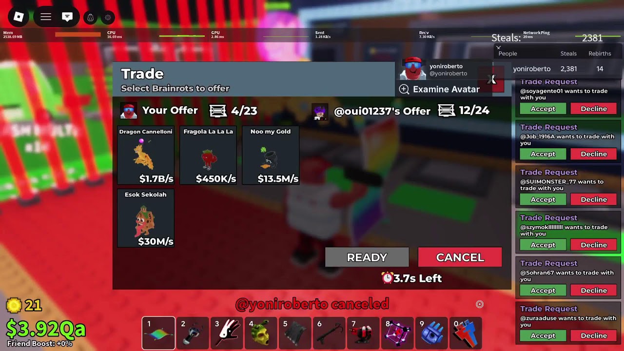 trading steal a brainrot Looking for a rare like Antonio's and dug dug and more