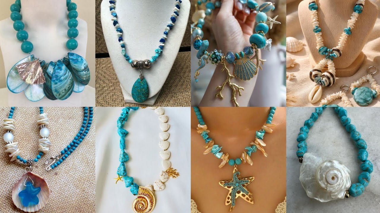 Nature’s Masterpiece😍Sea Shell and Turquoise Necklace Design