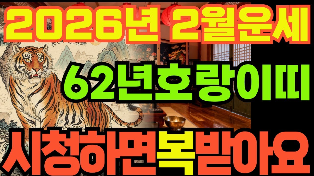 [62년호랑이띠26년2월운세]시청하면복받아요!!1962년임인생호랑이띠26년2월운세