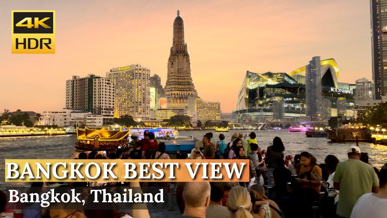 [BANGKOK] Amazing Bangkok Sunset View - $1 Chao Phraya River Cruise Sightseeing | Thailand [4K HDR]