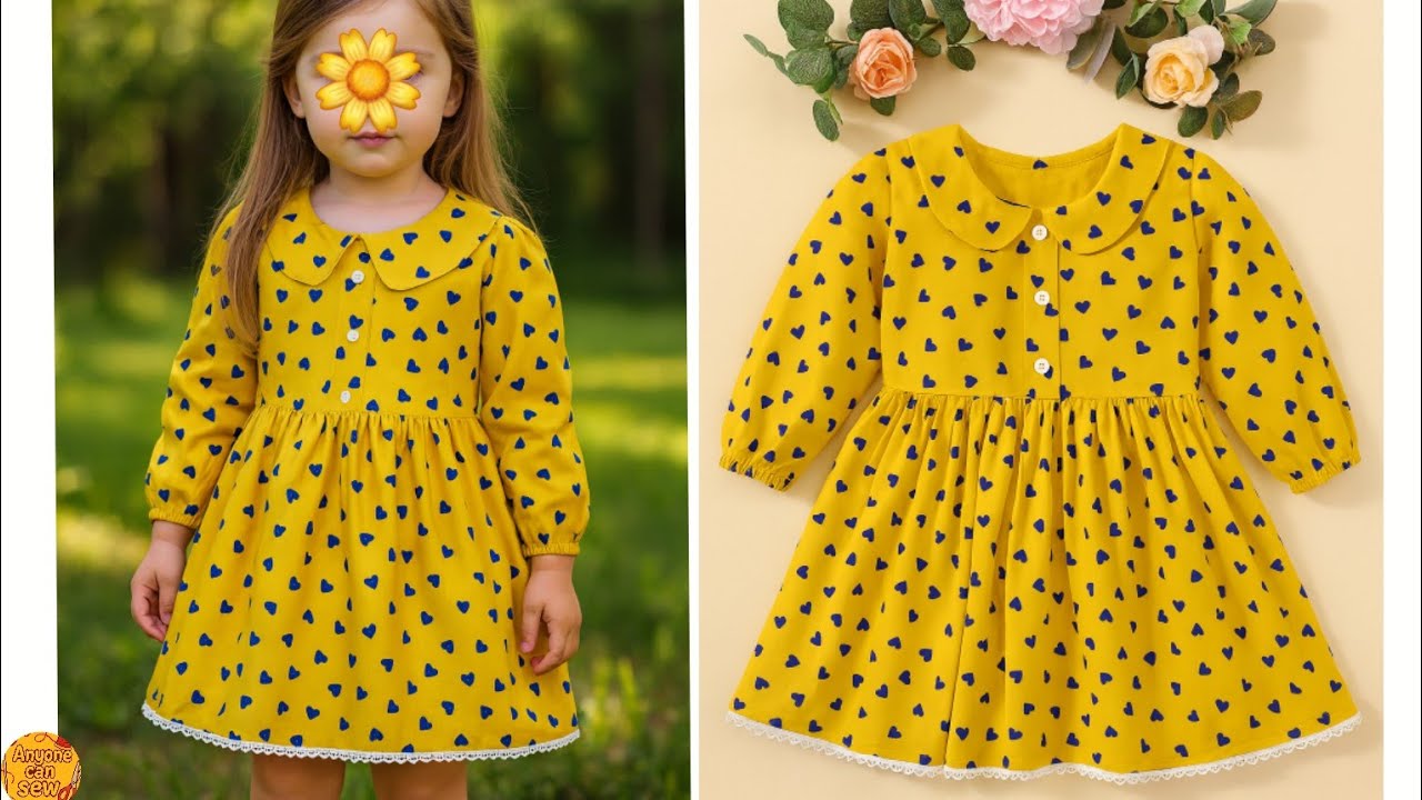 Peter Pan Collar Neck Baby Frock Cutting and Stitching | Full Baby Frock Sewing Tutorial