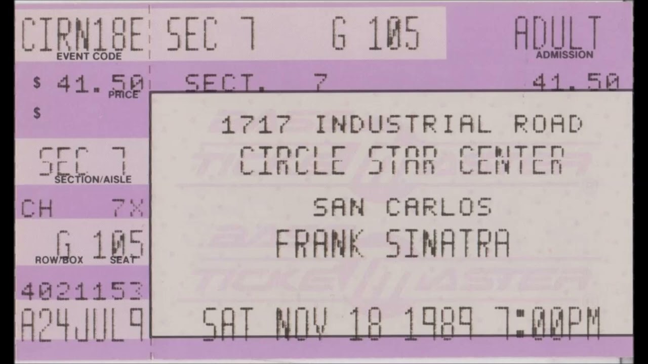 Frank Sinatra - Circle Star Theatre, San Carlos, California  November 18, 1989