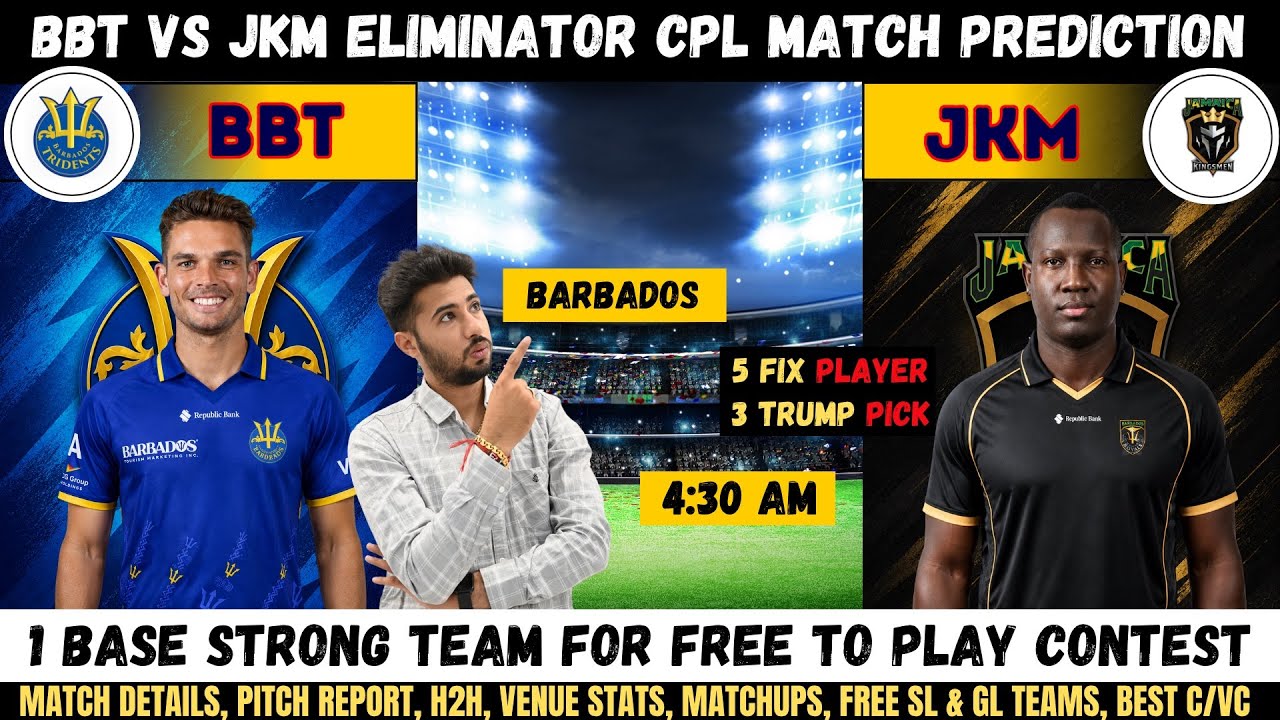 Prognoza Dream11 dla meczu BT vs JKM, analiza drużyny fantasy Barbados Tridents vs Jamaica Kings #btvsjkm