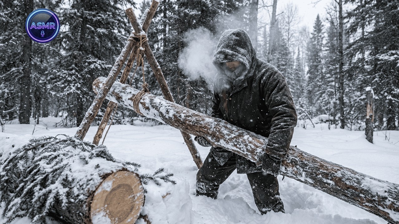 BUILDING a -20°C Secret Forest Camp with my Dog: ULTIMATE Winter Survival ASMR