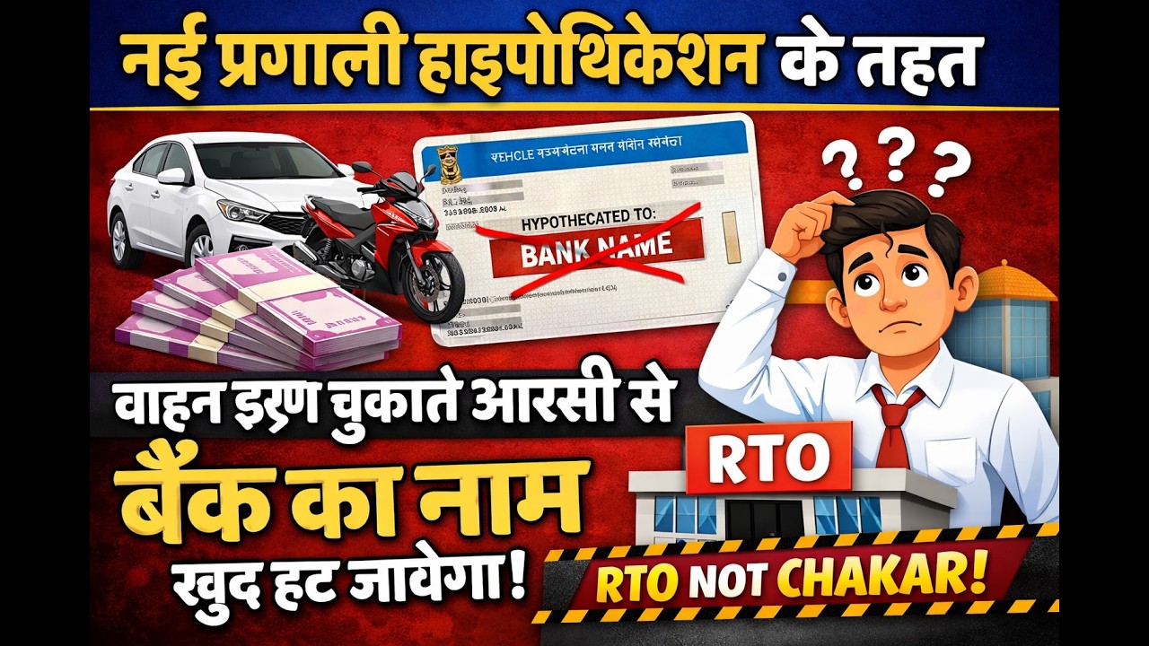 🚗वाहन ऋण (Loan) चुकाने के बाद (Hypothecation) । अब RC से लोन हटवाने के लिए RTO जाने की जरूरत नहीं