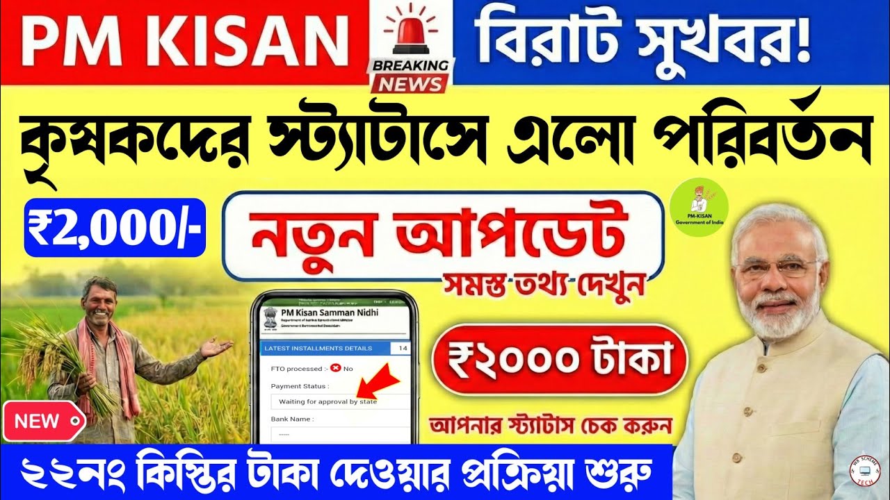 PM Kisan 22nd Installment Date 2026 | PM Kisan New Update Today | Waiting for Approval by State