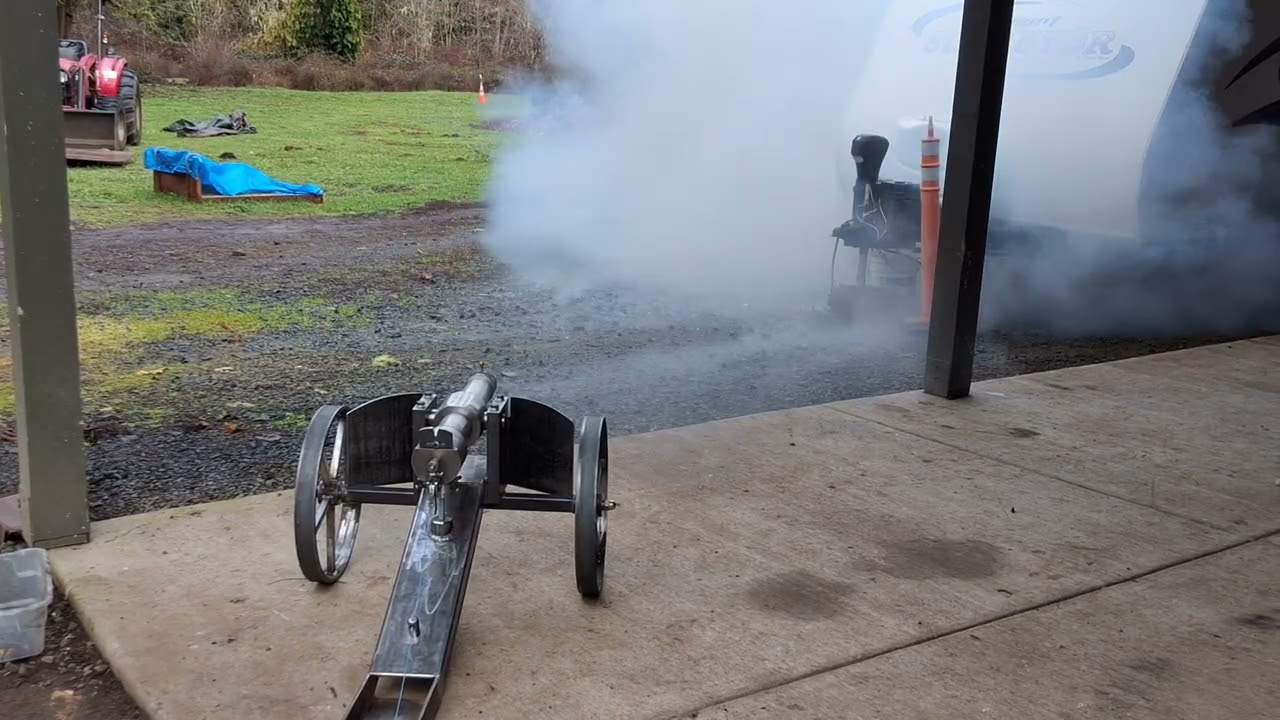 Firing a golf ball cannon