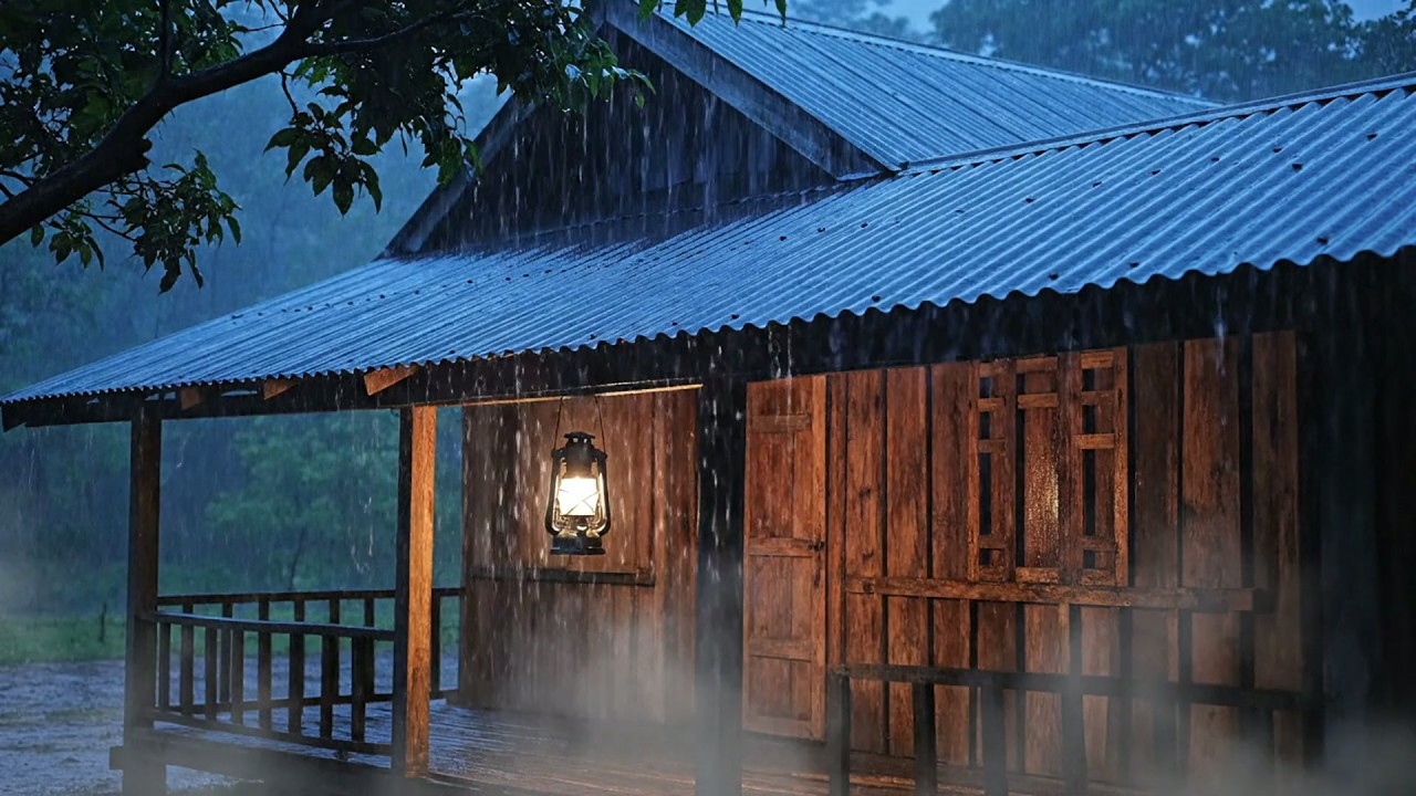 Adiós Insomnio, Sueño Profundo al Instante con Lluvia Potente y Truenos en Casa de Jardín