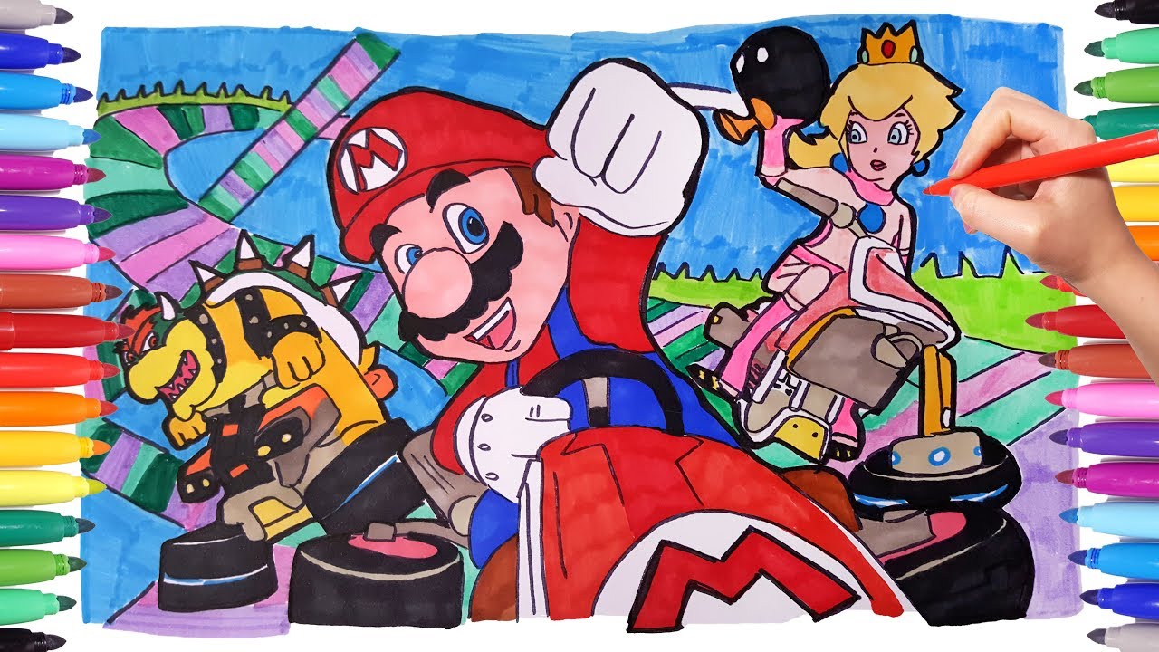 SUPER MARIO Coloring Pages | Drawing and Coloring Super Mario Princess Peach | Kids Coloring Book