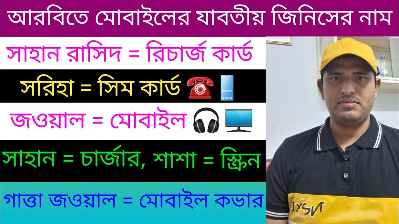 আরবিতে মোবাইল ও কম্পিউটারের যাবতীয় জিনিসের নাম শিখুন -Easy learn arabic by mobile parts.